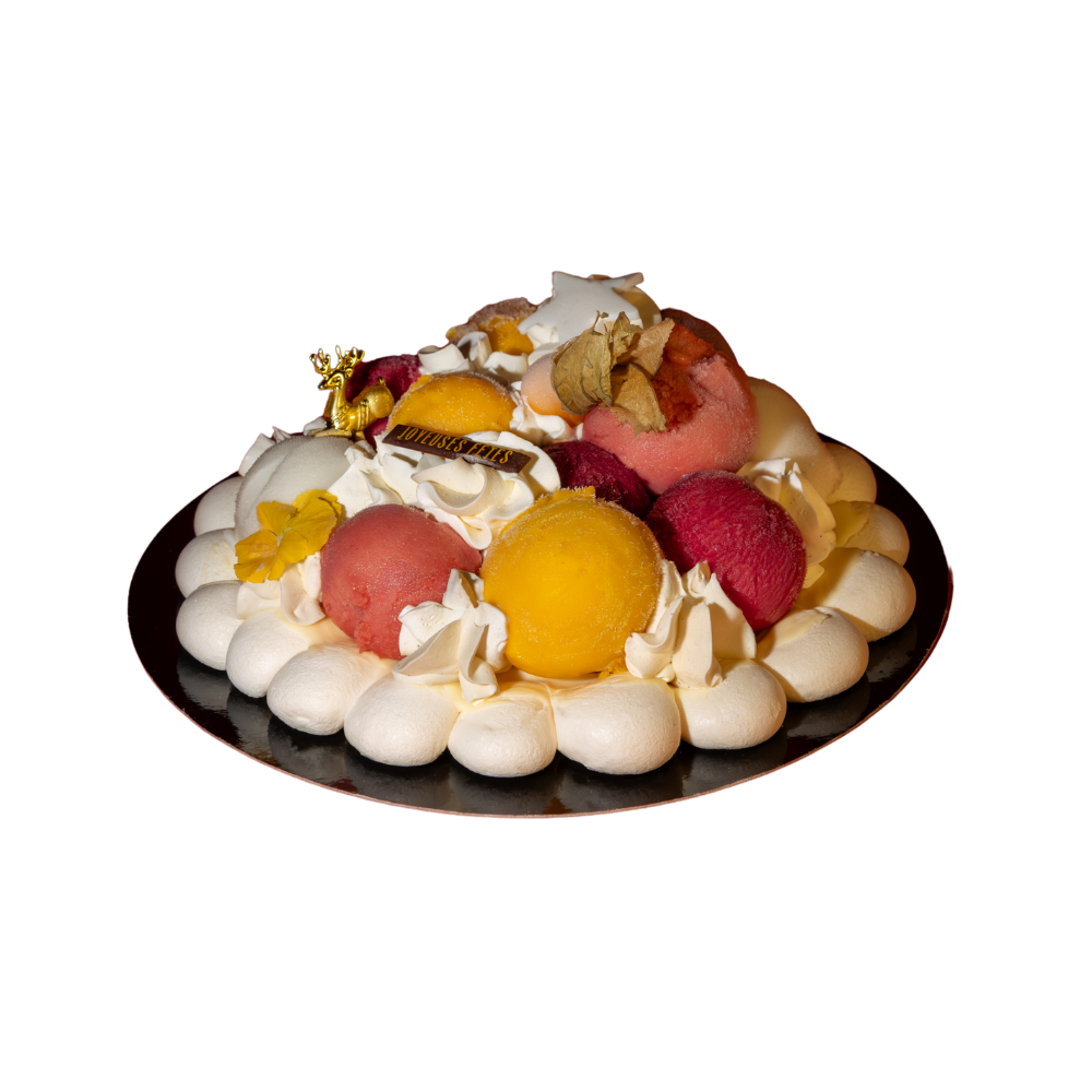 Composition glacée à la base de sorbets, meringue et chantilly a boules par personnes 4/6 : 12 boules et 8/10 : 20 boules Allergenes : lactose 